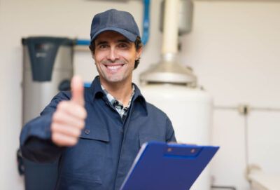 A plumbing business owner is able to check the analytics of his fleet while on the job.